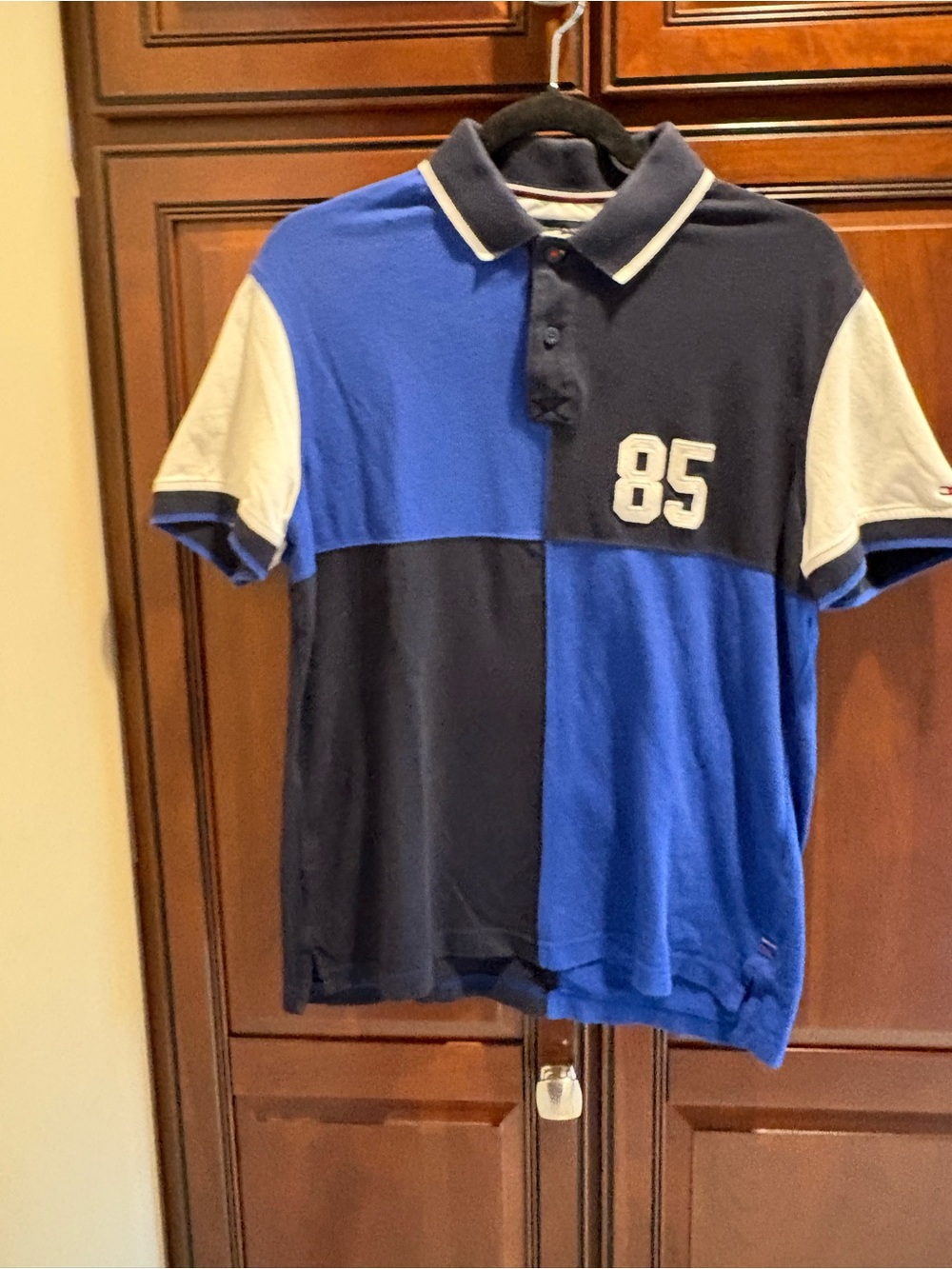 Tommy Hilfiger Blue Black Color Block 85 Polo - S